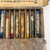 Romantic Feeling Set of Three Well Used Boxes of Old Grumbacher, NY Pastels, As Found