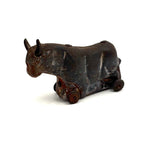 Forlorn Feeling Old Tin Toy Bull on Wheels (with Moving Ears)