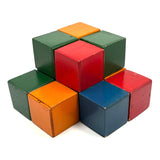 Red, Blue, Green, Orange: Excellent Set of Twelve Old Wooden Rattle Blocks