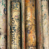 Romantic Feeling Set of Three Well Used Boxes of Old Grumbacher, NY Pastels, As Found