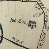 Lovely Hand-drawn Surveyor's Map #2: 100 Acres for Leven Waller, 1875