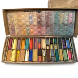 Romantic Feeling Set of Three Well Used Boxes of Old Grumbacher, NY Pastels, As Found