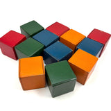 Red, Blue, Green, Orange: Excellent Set of Twelve Old Wooden Rattle Blocks