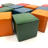 Red, Blue, Green, Orange: Excellent Set of Twelve Old Wooden Rattle Blocks