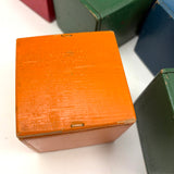 Red, Blue, Green, Orange: Excellent Set of Twelve Old Wooden Rattle Blocks