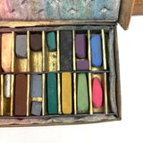 Romantic Feeling Set of Three Well Used Boxes of Old Grumbacher, NY Pastels, As Found