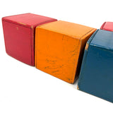 Red, Blue, Green, Orange: Excellent Set of Twelve Old Wooden Rattle Blocks