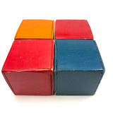 Red, Blue, Green, Orange: Excellent Set of Twelve Old Wooden Rattle Blocks
