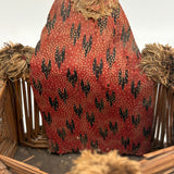 Very Tender Antique Woven Straw Wall Pocket with God's Eyes and Early Calicos