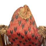 Very Tender Antique Woven Straw Wall Pocket with God's Eyes and Early Calicos