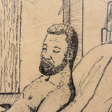 Lying in Traction (with Very Large Foot!), 1980 Ink Drawing from Allen Scoggins to His Doctor
