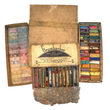 Romantic Feeling Set of Three Well Used Boxes of Old Grumbacher, NY Pastels, As Found
