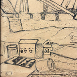 Lying in Traction (with Very Large Foot!), 1980 Ink Drawing from Allen Scoggins to His Doctor