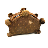 Very Tender Antique Woven Straw Wall Pocket with God's Eyes and Early Calicos