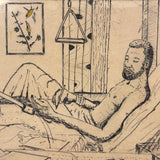 Lying in Traction (with Very Large Foot!), 1980 Ink Drawing from Allen Scoggins to His Doctor