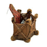 Very Tender Antique Woven Straw Wall Pocket with God's Eyes and Early Calicos