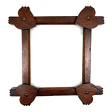 Hearts in the Corners, Sweet Old Folk Art Frame with Original Glass