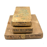 Romantic Feeling Set of Three Well Used Boxes of Old Grumbacher, NY Pastels, As Found