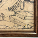 Lying in Traction (with Very Large Foot!), 1980 Ink Drawing from Allen Scoggins to His Doctor