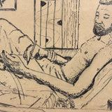 Lying in Traction (with Very Large Foot!), 1980 Ink Drawing from Allen Scoggins to His Doctor