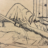 Lying in Traction (with Very Large Foot!), 1980 Ink Drawing from Allen Scoggins to His Doctor