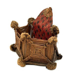 Very Tender Antique Woven Straw Wall Pocket with God's Eyes and Early Calicos