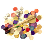 19th Century Bell and Hammer Game with Original Instructions, Bone Chips and Extra Cards (2 Dice Short)
