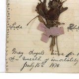 May Angels Twine for Three, 1876 Handmade Remembrance for Sade Robert's