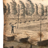 Mid 19th C. Folk Art Graphite and Watercolor Drawing: Horse Race with Chasing Dog