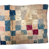 Much Loved Antique Patchwork Doll Quilt with Great Indigo Print Reverse