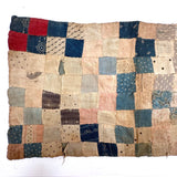Much Loved Antique Patchwork Doll Quilt with Great Indigo Print Reverse