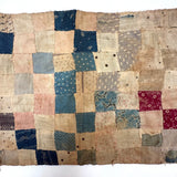 Much Loved Antique Patchwork Doll Quilt with Great Indigo Print Reverse