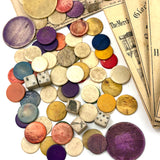 19th Century Bell and Hammer Game with Original Instructions, Bone Chips and Extra Cards (2 Dice Short)