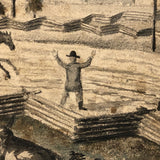 Mid 19th C. Folk Art Graphite and Watercolor Drawing: Horse Race with Chasing Dog