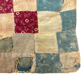 Much Loved Antique Patchwork Doll Quilt with Great Indigo Print Reverse