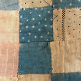Much Loved Antique Patchwork Doll Quilt with Great Indigo Print Reverse