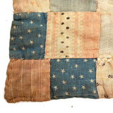 Much Loved Antique Patchwork Doll Quilt with Great Indigo Print Reverse