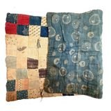 Much Loved Antique Patchwork Doll Quilt with Great Indigo Print Reverse