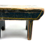 Yellow Stripes on Best Blue, Darling 19th Century American Primitive Foot Stool