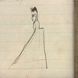 Woman in Spectacles (Who is Also a Slide and a Shelf), 19th Century Naive Ink Drawing in Chippy Painted Period Frame