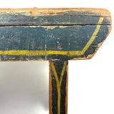 Yellow Stripes on Best Blue, Darling 19th Century American Primitive Foot Stool