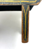 Yellow Stripes on Best Blue, Darling 19th Century American Primitive Foot Stool