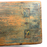 Yellow Stripes on Best Blue, Darling 19th Century American Primitive Foot Stool