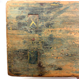 Yellow Stripes on Best Blue, Darling 19th Century American Primitive Foot Stool