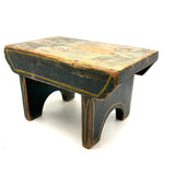 Yellow Stripes on Best Blue, Darling 19th Century American Primitive Foot Stool