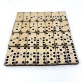 Complete Antique Double Six Set of Enamel Painted Wooden Dominoes with Spinner in Original Box