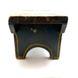 Yellow Stripes on Best Blue, Darling 19th Century American Primitive Foot Stool