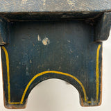 Yellow Stripes on Best Blue, Darling 19th Century American Primitive Foot Stool