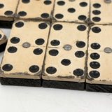 Complete Antique Double Six Set of Enamel Painted Wooden Dominoes with Spinner in Original Box