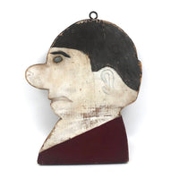 Double Sided Wooden Cutout Head with Long Nose and Fancy Button Eye